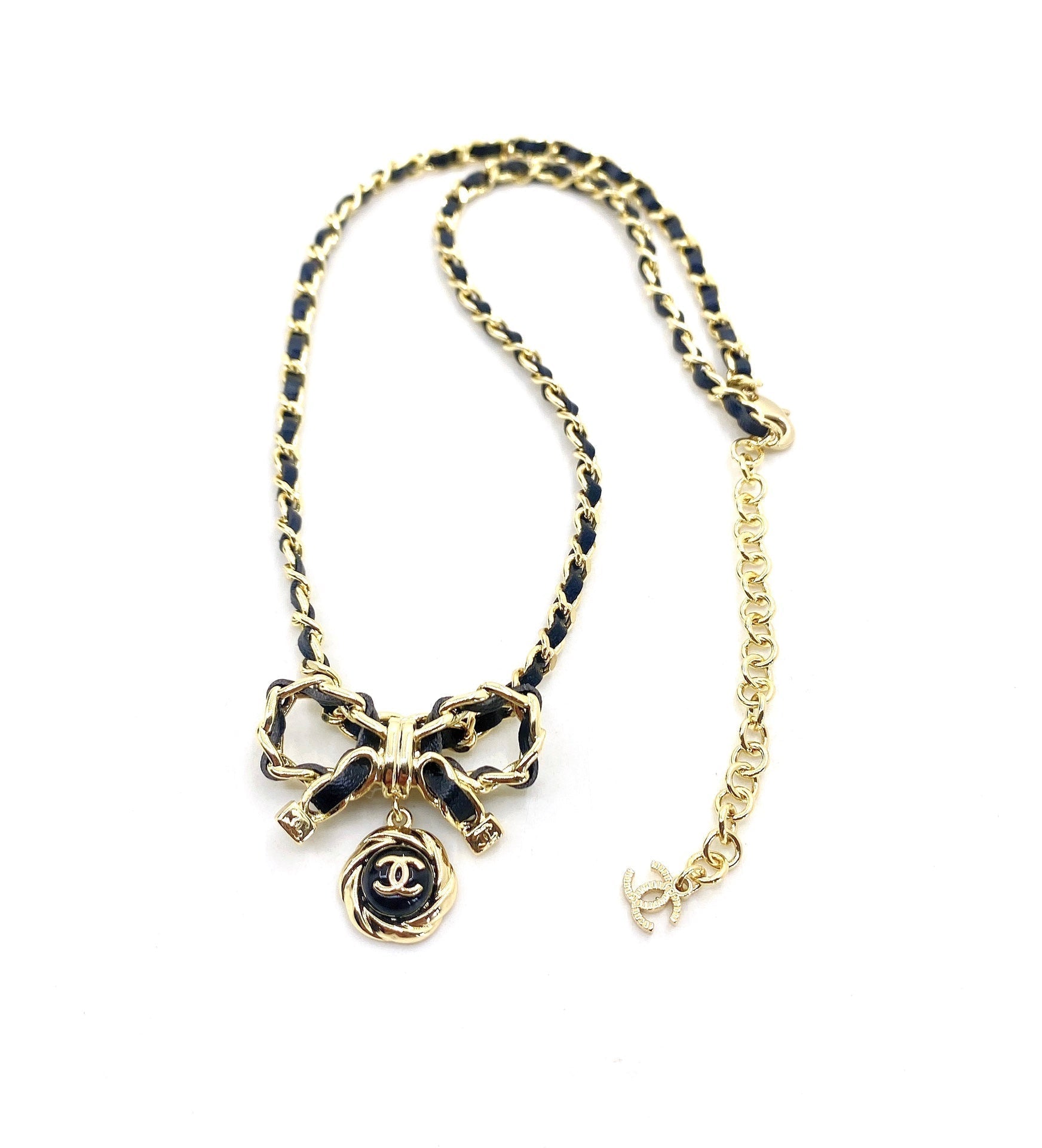 18K Chanel Rhinestone Bow Tie Necklace