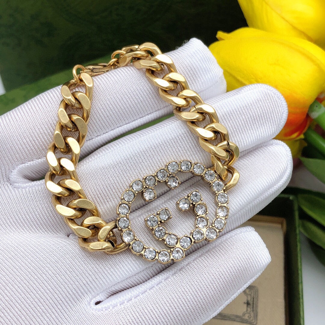 18K Gucci Interlocking G Diamond Chain Bracelet