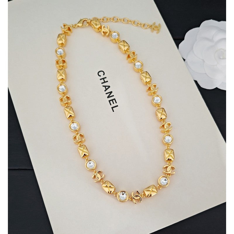 18K Chanel Yellow Gold Crystal Necklace