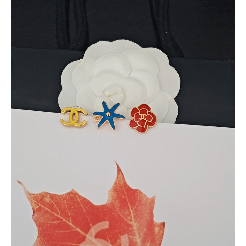 18K Chanel Color Camellia Earrings