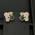 18K Chanel Black & Pink Crystal Earrings