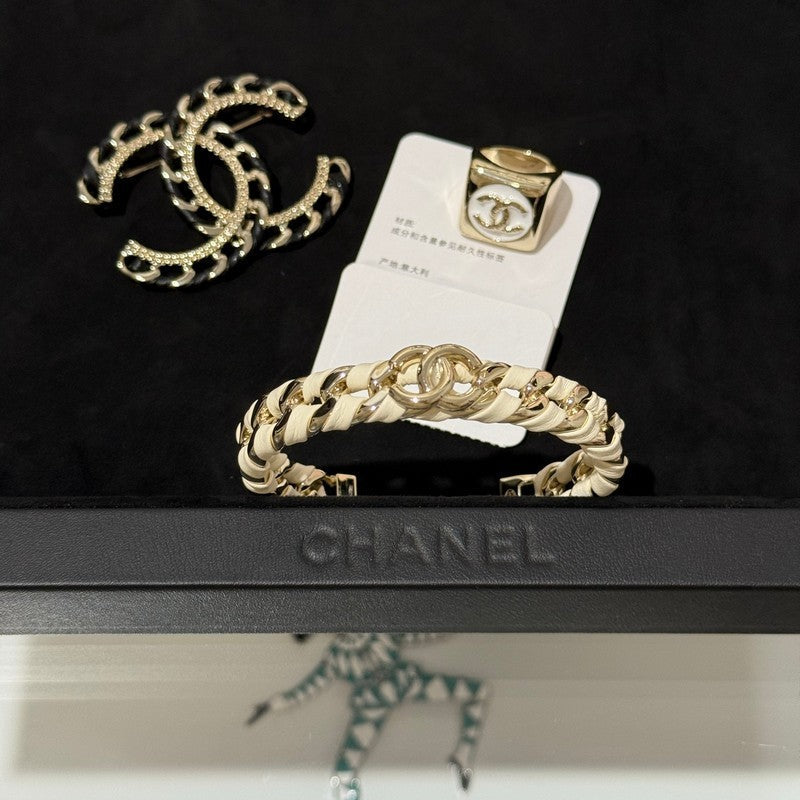 18K Chanel 26C White Open Cuff Bracelet