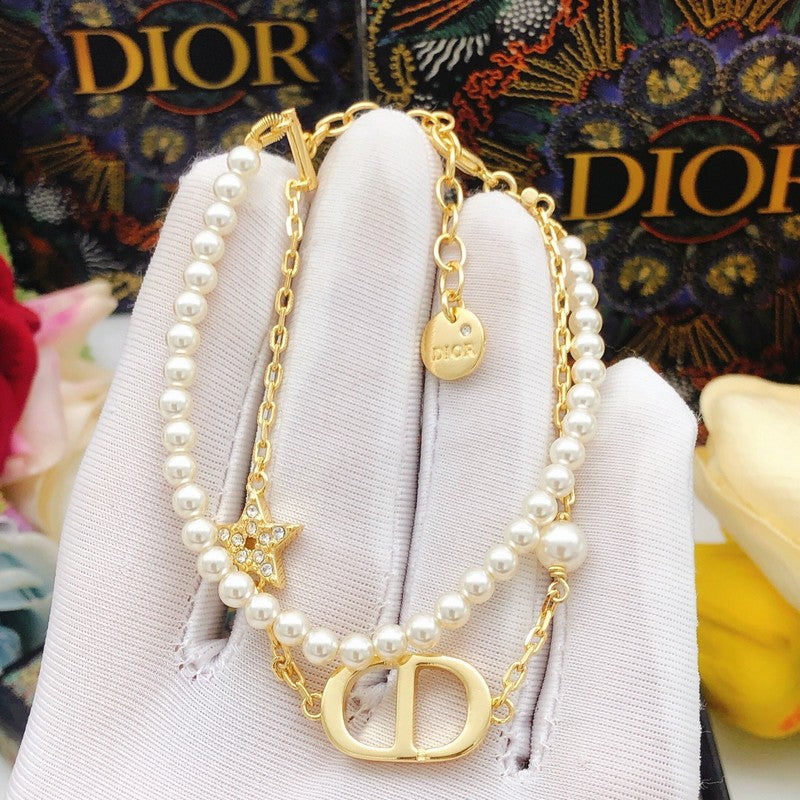 18K Dior Pearls Gold Chain Bracelet