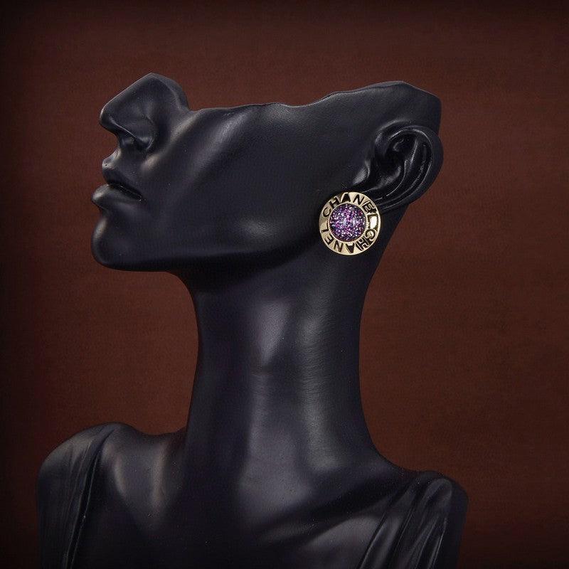 18K Chanel Purple Gold Earrings