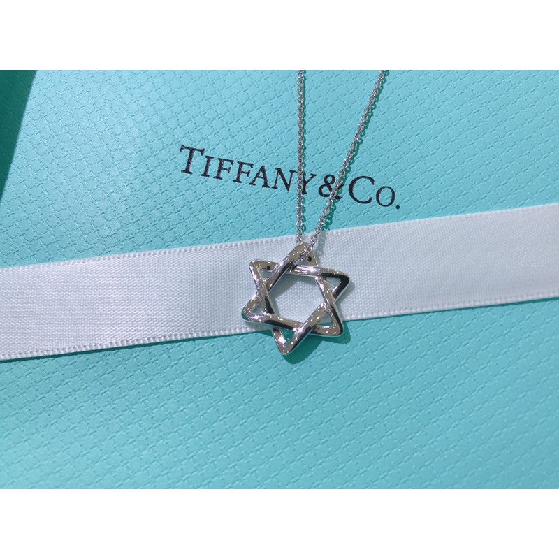 18K Tiffany Star of David Pendant Necklace