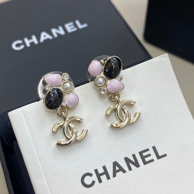 18K Chanel 25K Black & Pink Gold Earrings