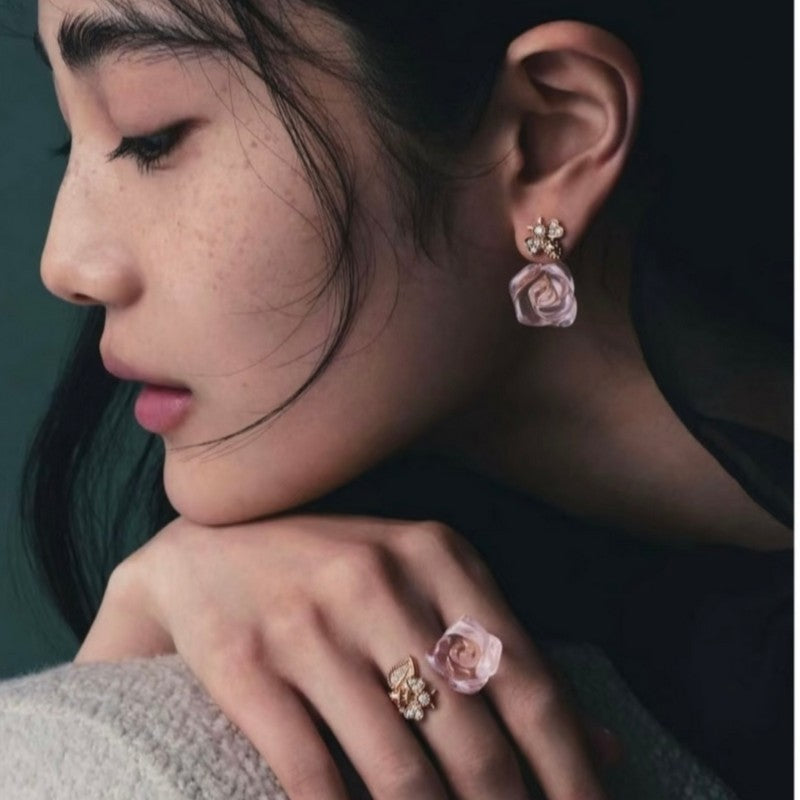 18K Dior Pink Flower Earrings