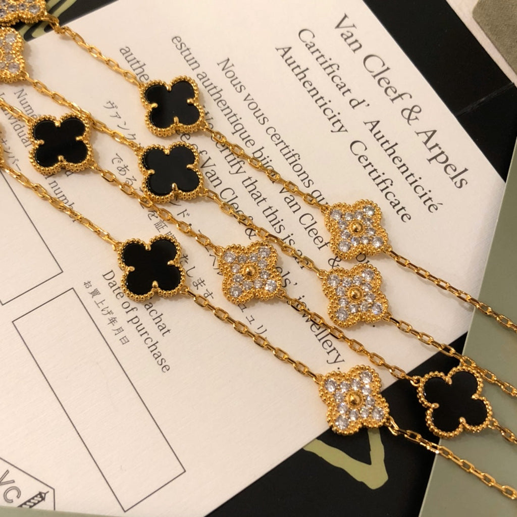 18K Van Cleef & Arpels Vintage Alhambra 20 Motifs Long Necklace