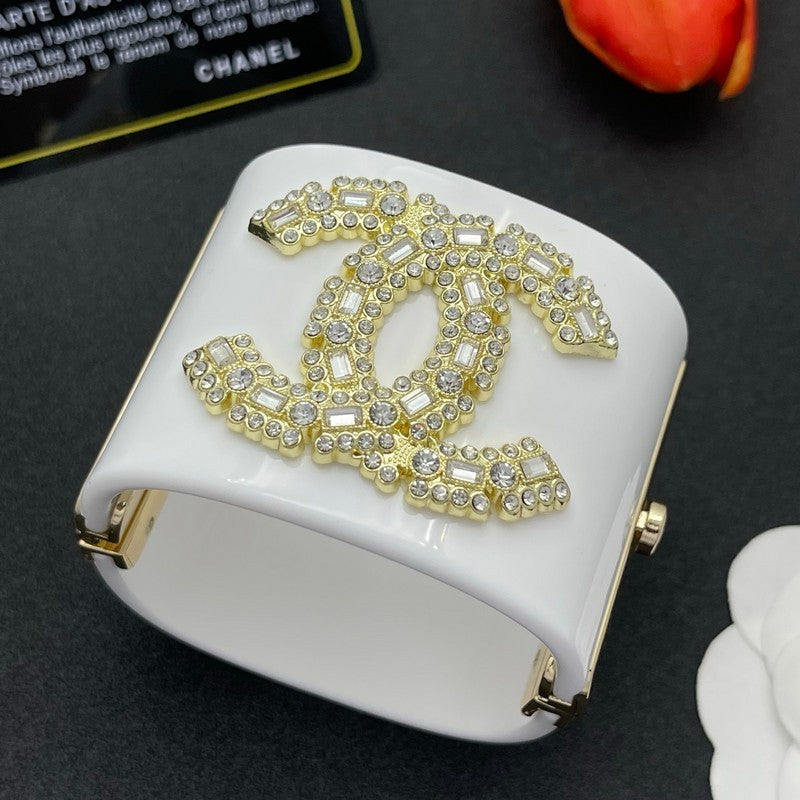 18K Chanel Pearl Diamond White Cuff Bracelet