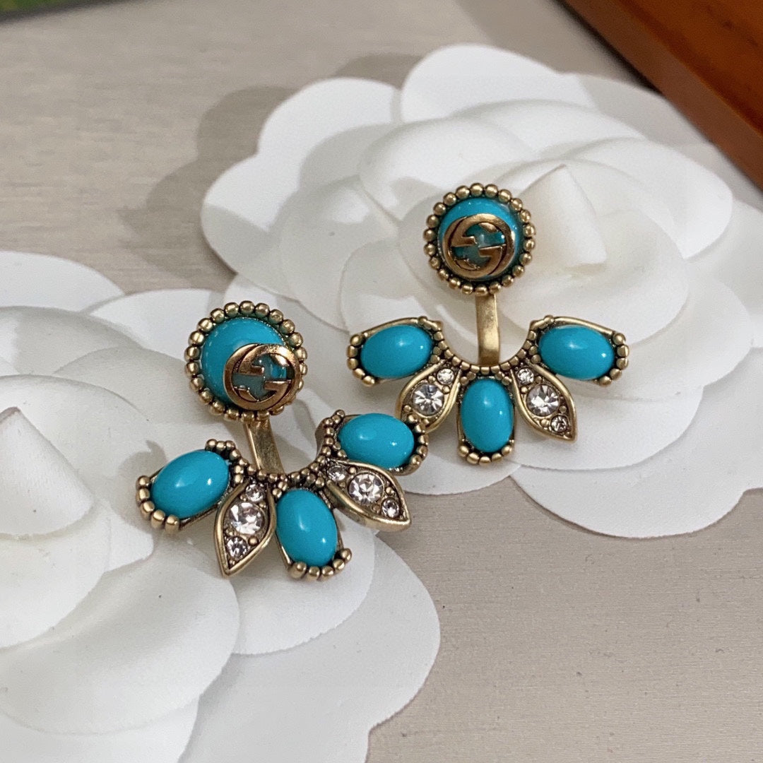 18K Gucci Blue Flowers Earrings