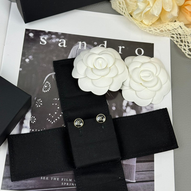 18K Chanel 25K Black Gold Earrings