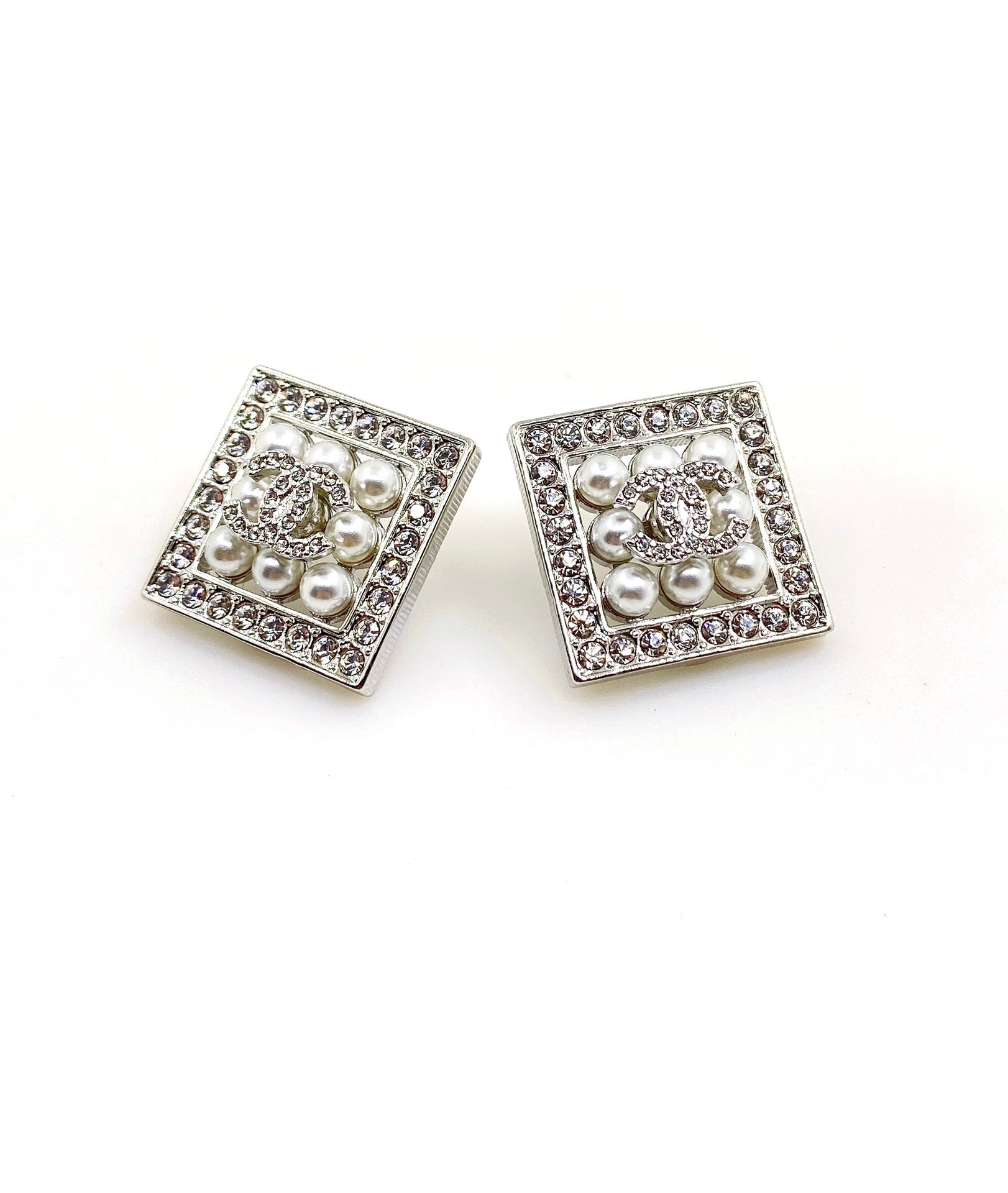 18K Chanel Square Diamond Earrings