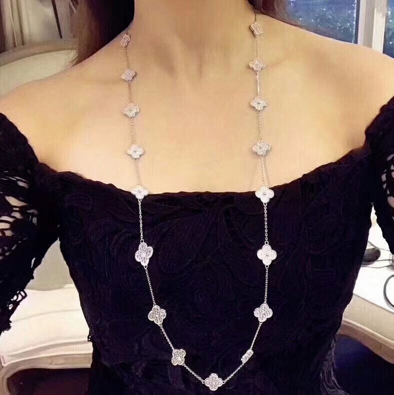 18K Van Cleef & Arpels Vintage Alhambra 20 Motifs Long Necklace