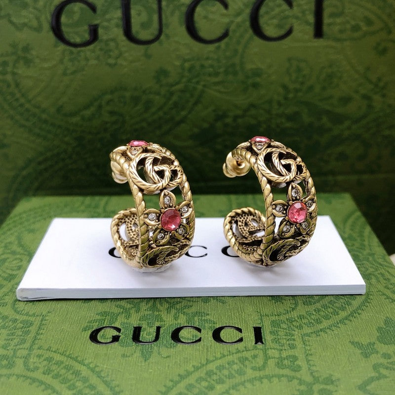 18K Gucci Pink Crystal Earrings