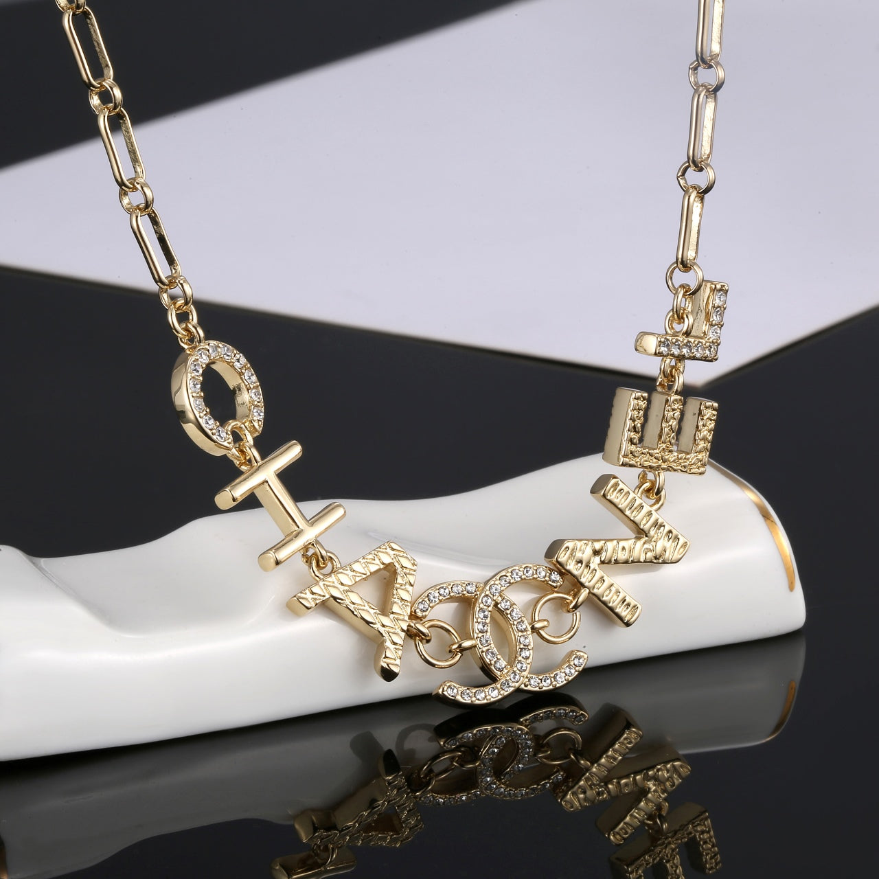 18K Chanel Script Chain Necklace