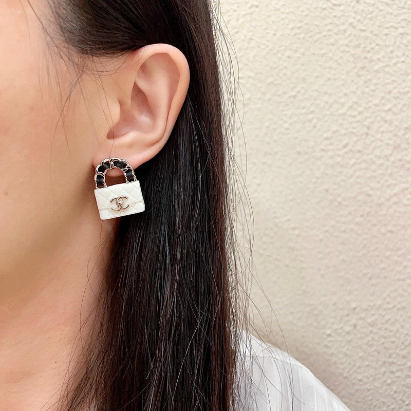 18K Chanel Color Bag Gold Earrings