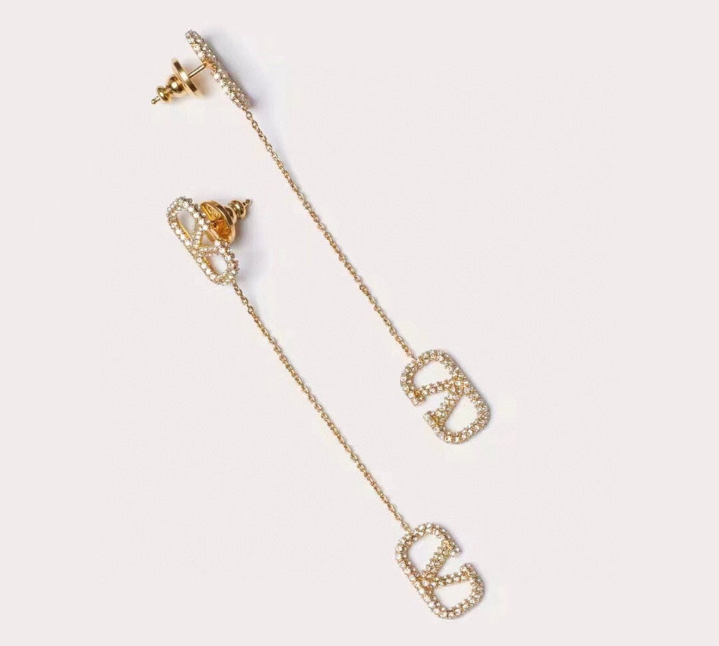 18K Valentino Garavani Crystal Vlogo Signature Earrings