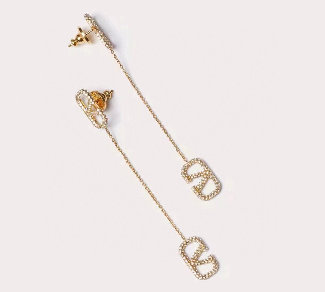 18K Valentino Garavani Crystal Vlogo Signature Earrings