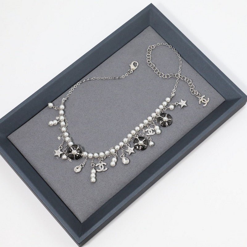 18K Chanel Camellia Pearl Chain Necklace