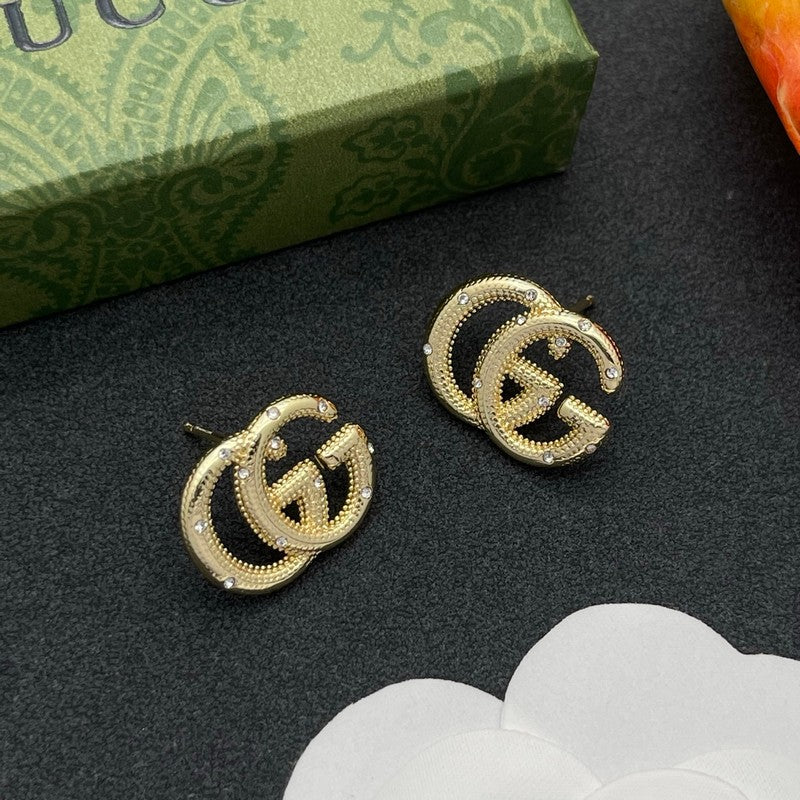 18K Gucci Pave Diamond Gold Earrings