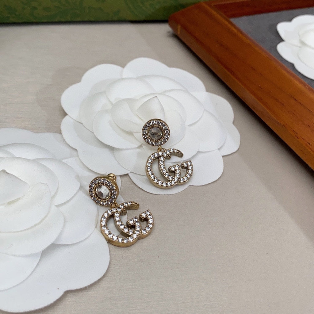 18K Gucci Crystal Pendant Earrings