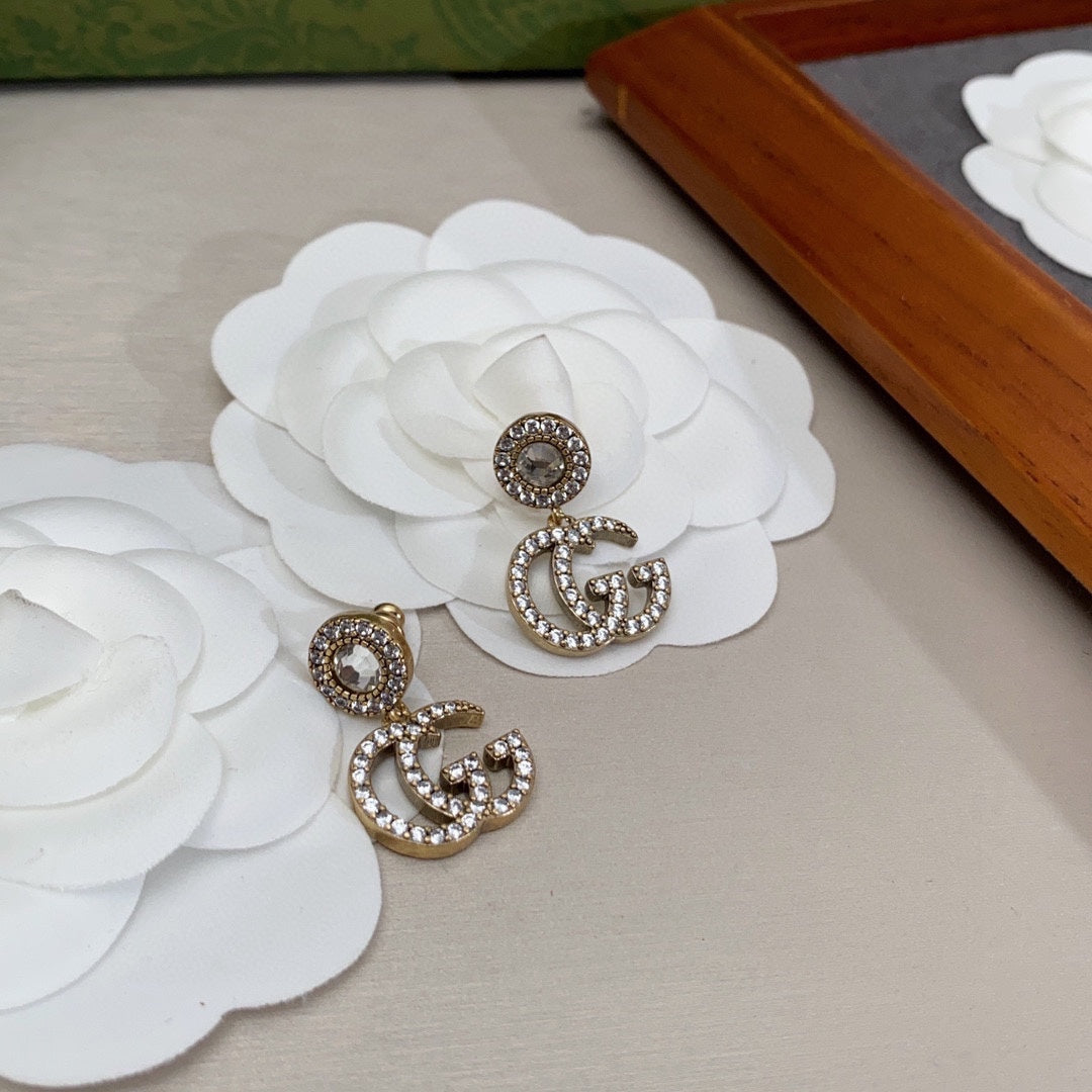 18K Gucci Crystal Pendant Earrings