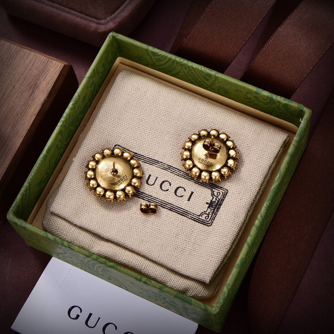 18K Gucci Flower Crystals Earrings