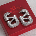 18K Valentino Vlogo Crystals Earrings
