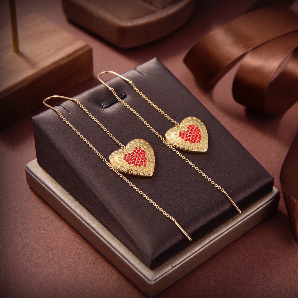 18K Valentino Vlogo Red Heart Earrings