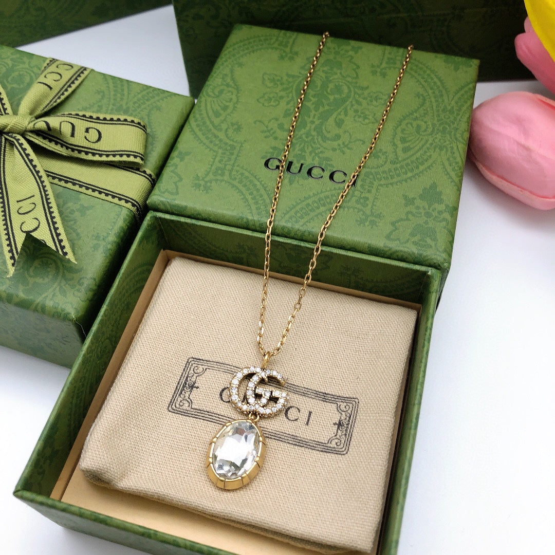 18K Gucci Crystal Necklace