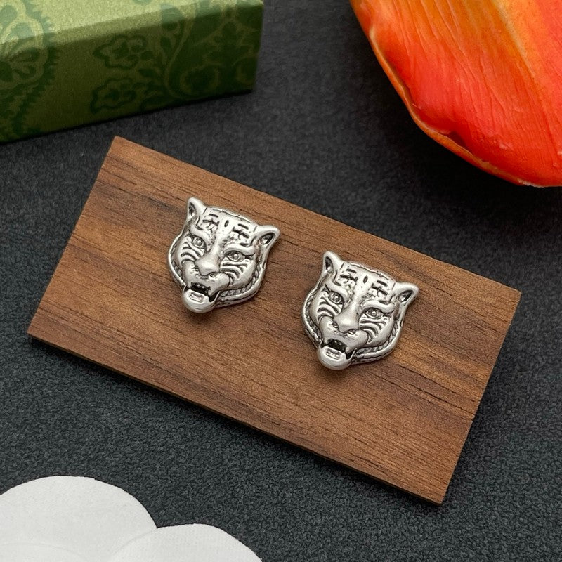 18K Gucci Tiger Head Gold Earrings