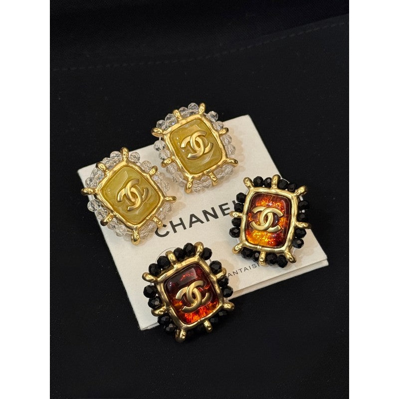 18K Chanel Red & Yellow Earrings