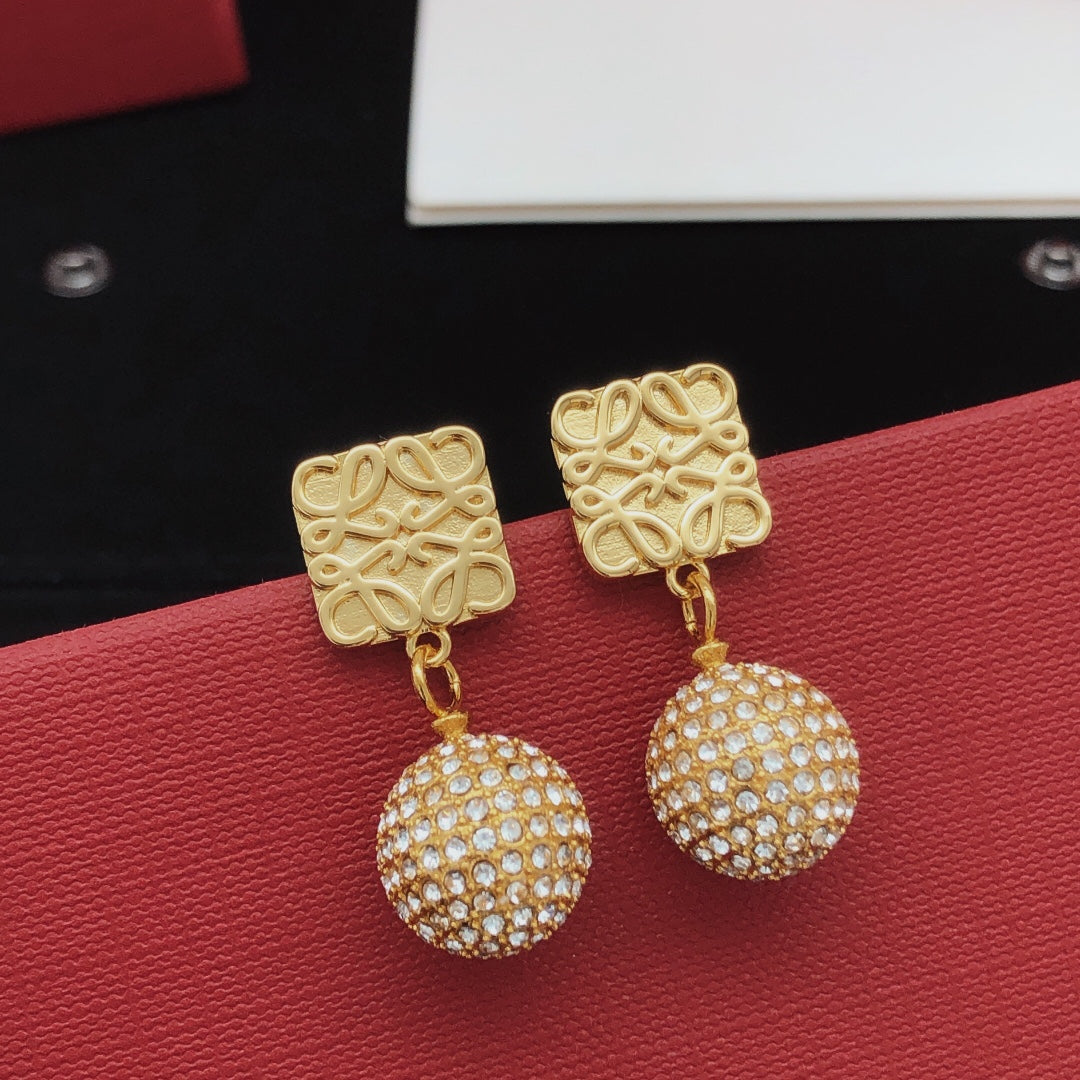 18K Loewe Anagram Diamonds Earrings