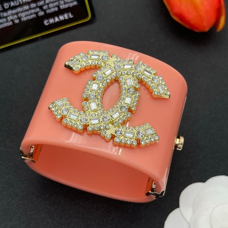 18K Chanel Pearl Diamond Pink Cuff Bracelet