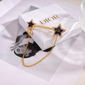 18K Dior Black Star Gold Chain Brooch