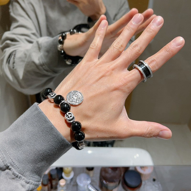 18K Gucci Anger Forest Black Bead Chain Bracelet