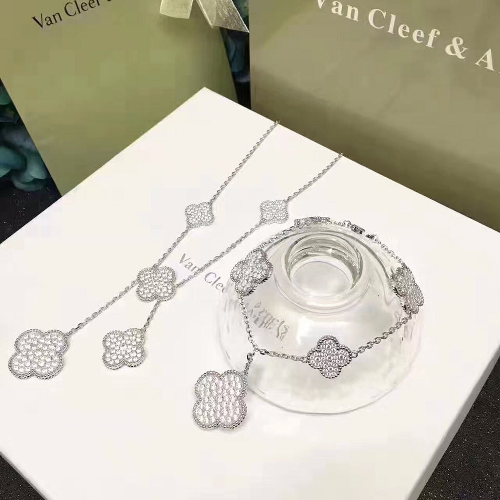 18K Van Cleef & Arpels Magic Alhambra Six Motifs Diamonds Necklace