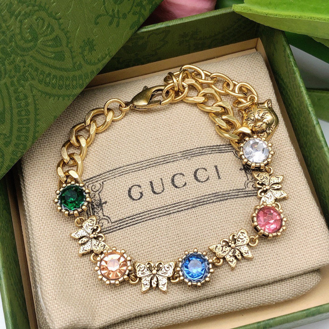 18K Gucci Interlocking G Crystals Bracelet