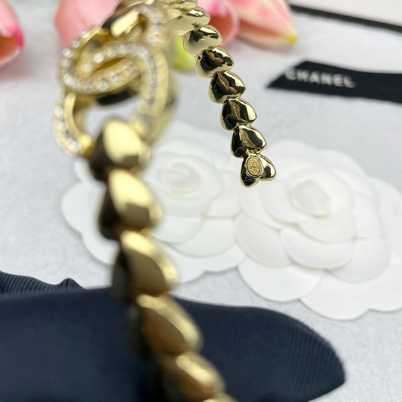18K Chanel Diamond Heart Open Cuff Bracelet