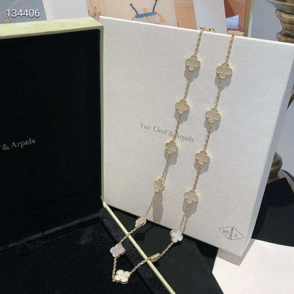 18K Van Cleef & Arpels Vintage Alhambra 20 Motifs Long Necklace