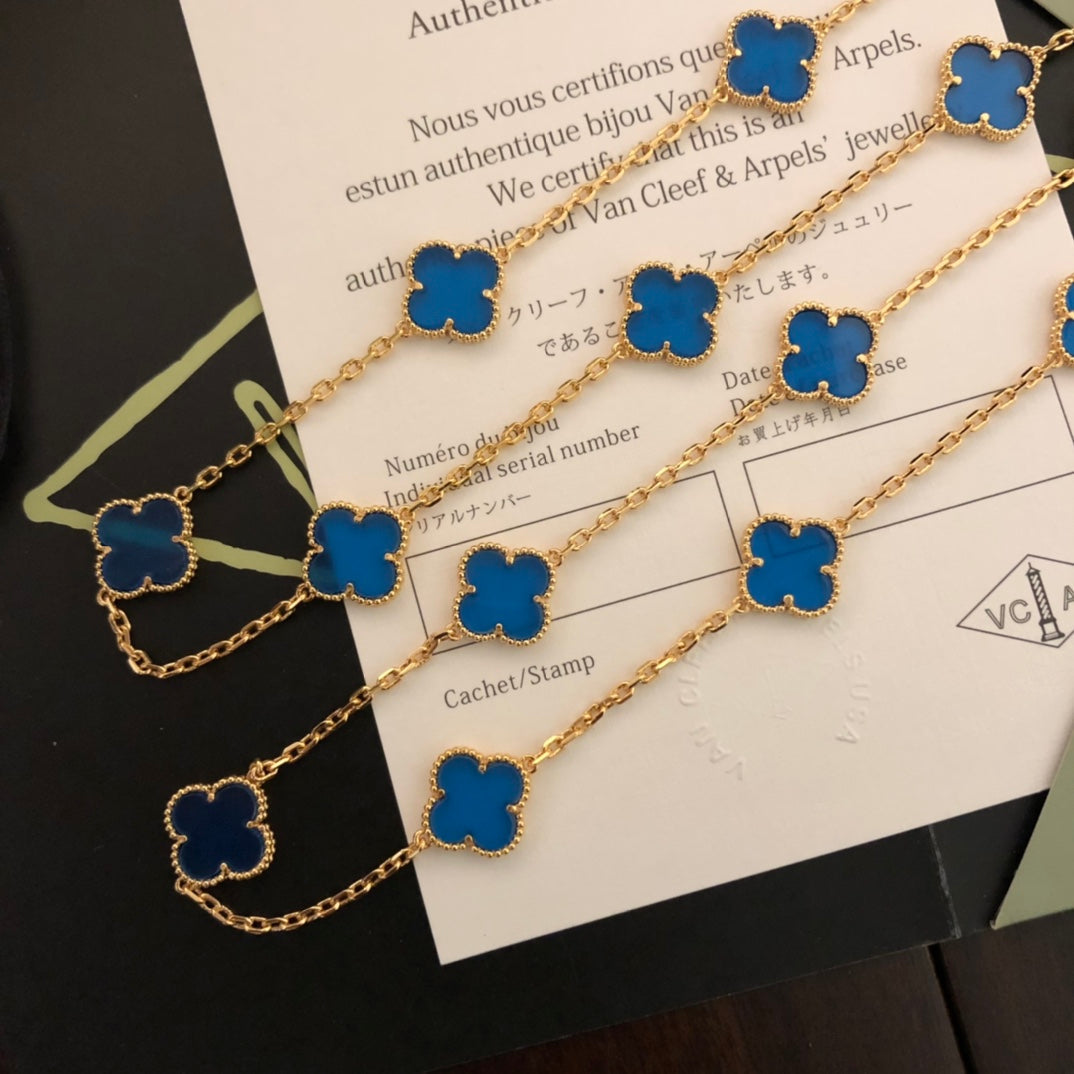 18K Van Cleef & Arpels Vintage Alhambra 20 Motifs Long Necklace