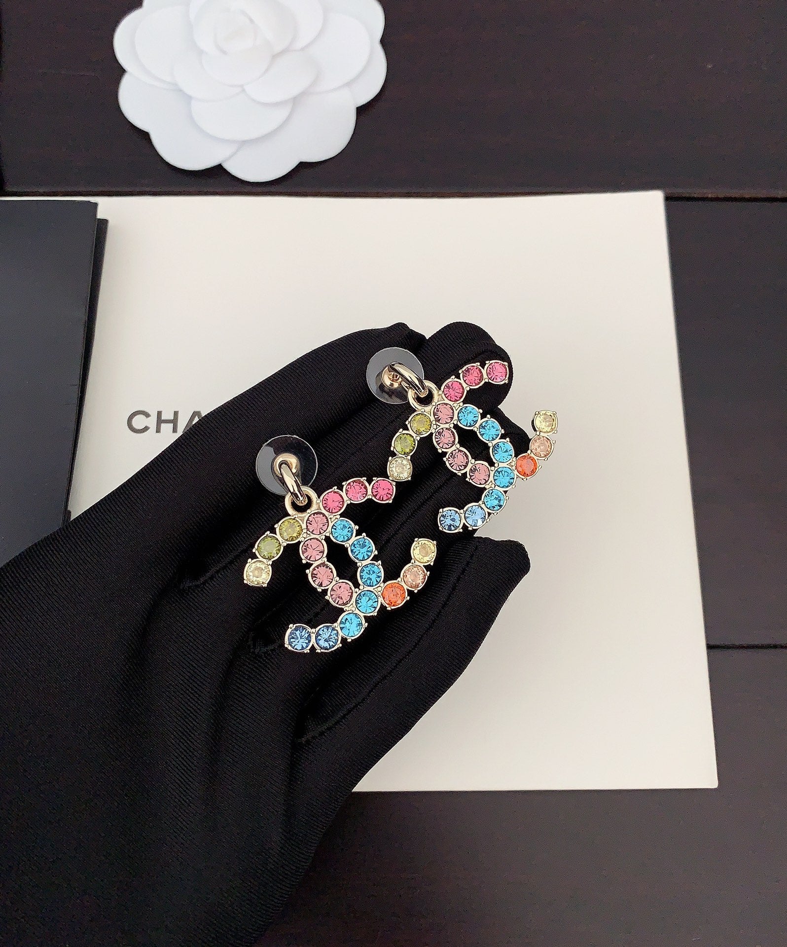 18K Chanel Color Crystals Earrings