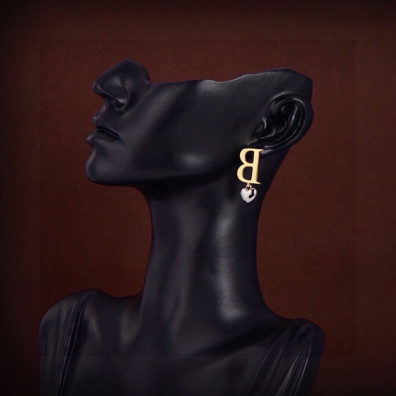 18K Balenciaga Heart Drop Earrings