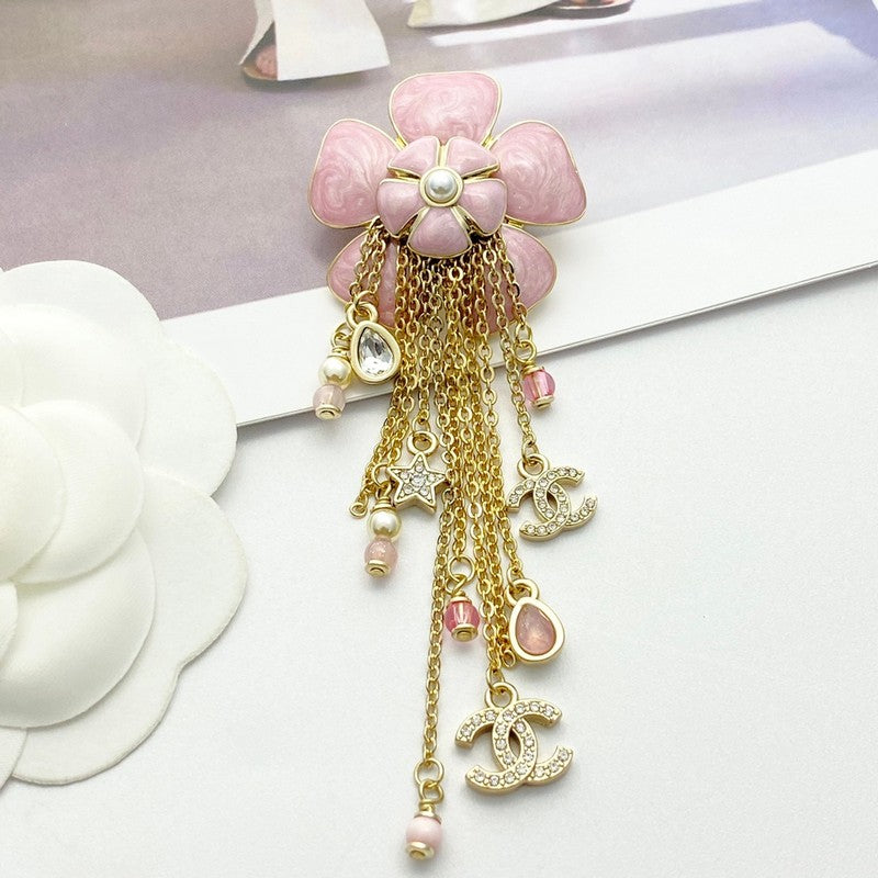 18K Chanel Camellia Tassel Brooch