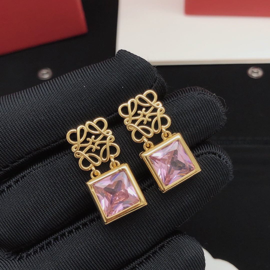 18K Loewe Anagram Crystal Earrings