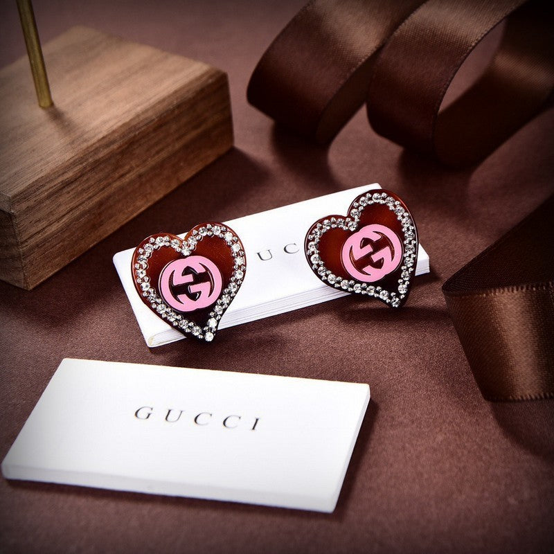 18K Gucci Pink Heart Earrings