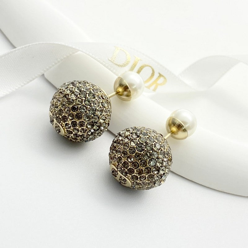18K Dior Diamond & Pearl Gold Earrings