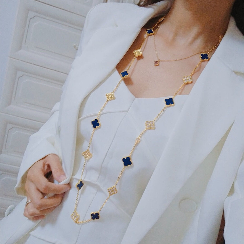 18K Van Cleef & Arpels Vintage Alhambra 20 Motifs Long Necklace