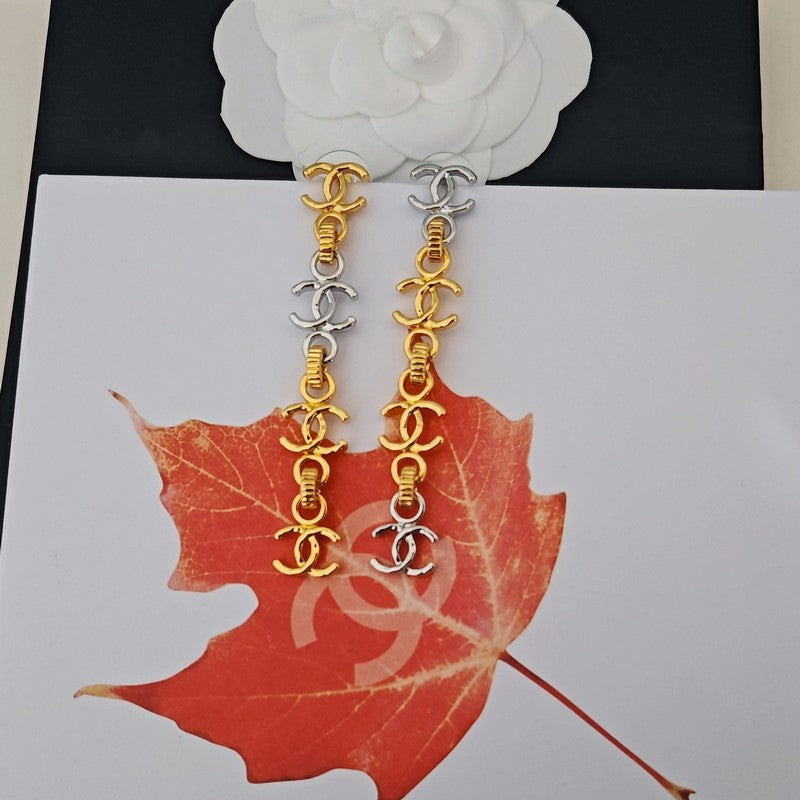 18K Chanel Gold Long Earrings