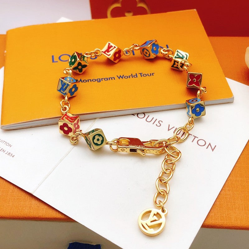 18K Louis Vuitton Color Dice Gold Bracelet